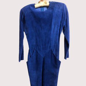Vintage Firenze Blue Leather Dress Small